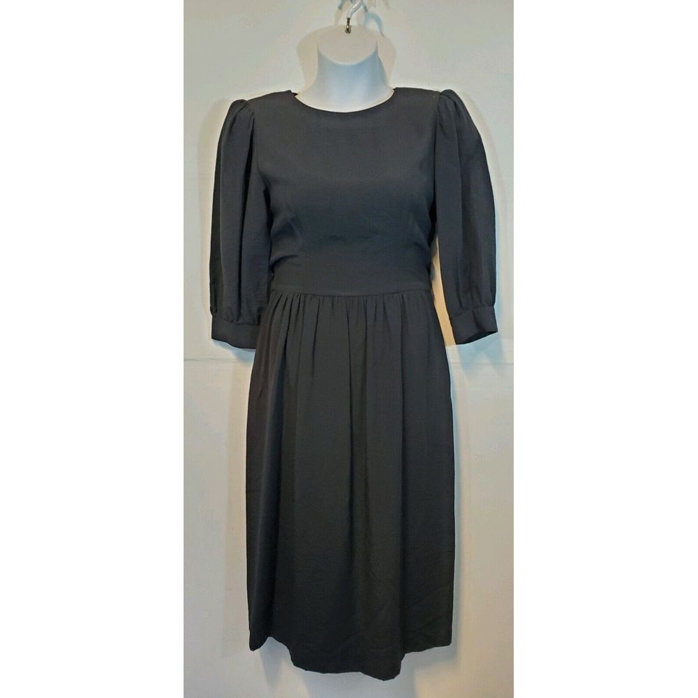 Lanz Originals Dress XS/S Size 2 Cutout‎ Back Black Puff-Shoulder Prarie Vintage